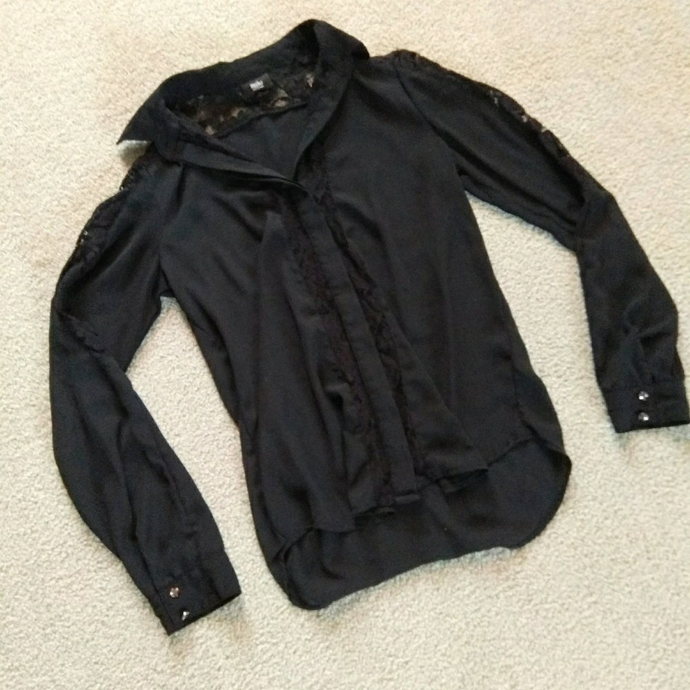 3 for $15 black lace button down top